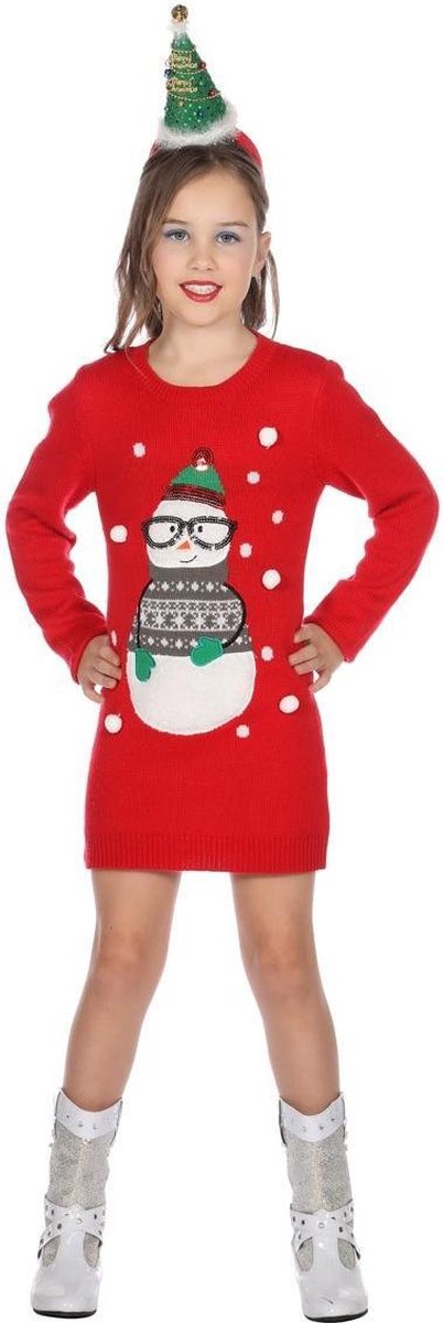 Sneeuwman & Sneeuw Kostuum | Kerstjurk Sneeuwpop Winter Wonderland Meisje | Maat 116 | Kerst | Verkleedkleding